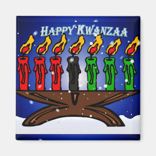 Kwanzaa Candle Kinara met sneeuw en groet Magneet