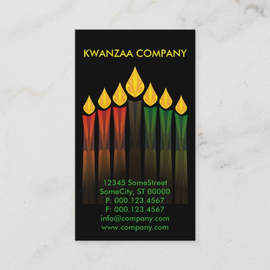 Kwanzaa Candles Company Visitekaartje (Voorkant)