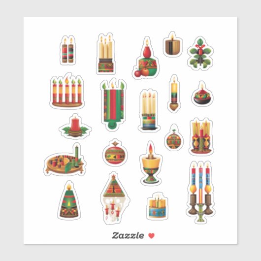 Kwanzaa conçoit des autocollants en vinyle de 8 po (Feuille)