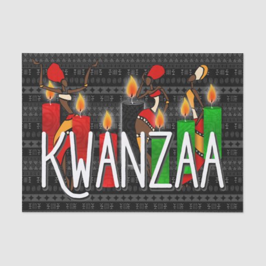 Kwanzaa Dancers met Kinara Candles Tissuepapier (Voorkant)