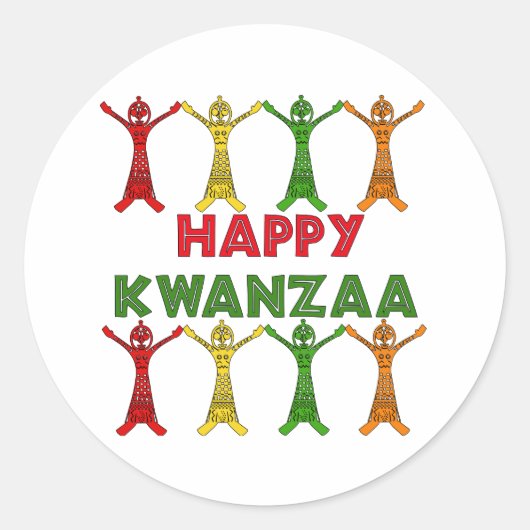 Kwanzaa Dancers Ronde Sticker (Voorkant)