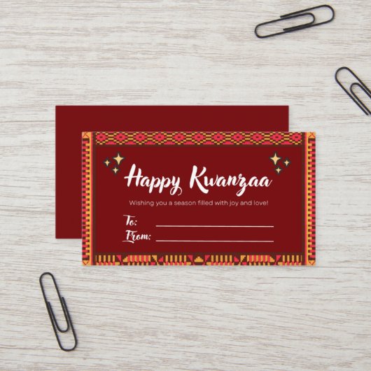 Kwanzaa Gift Label (Voorkant / Achterkant in situ)