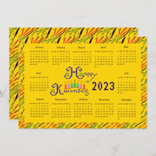 Kwanzaa handkalender met gelukwensen kaart (Voorkant / Achterkant)