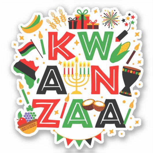 Kwanzaa Icons, Kiss Cut Sticker (Voorkant)