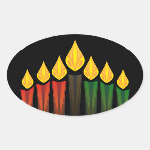 kwanzaa kaarsen ovale sticker