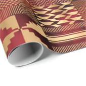 Kwanzaa Kente Print (rood/goud) Cadeaupapier (Rol Hoek)