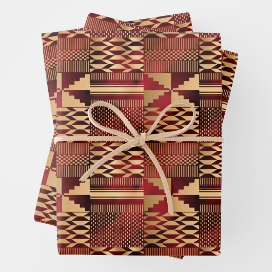 Kwanzaa Kente Print (rood/goud) Inpakpapier Vel (In situ)