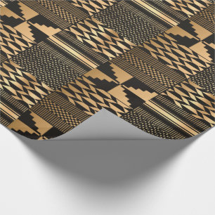 Kwanzaa Kente Print (zwart/goud) Cadeaupapier