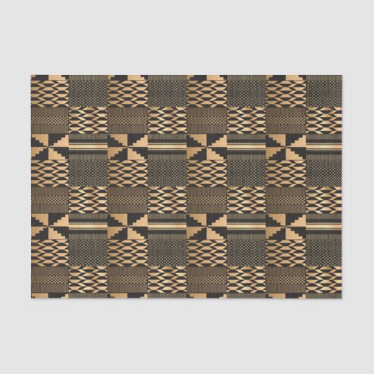 Kwanzaa Kente Print (zwart/goud) Tissuepapier (Voorkant)