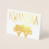 Kwanzaa Kinara Candles and First Fruits Message Folie Kaarten (Voorkant)