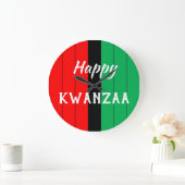 Kwanzaa Kinara Red Black Green Stripes Pattern Grote Klok (Huis)