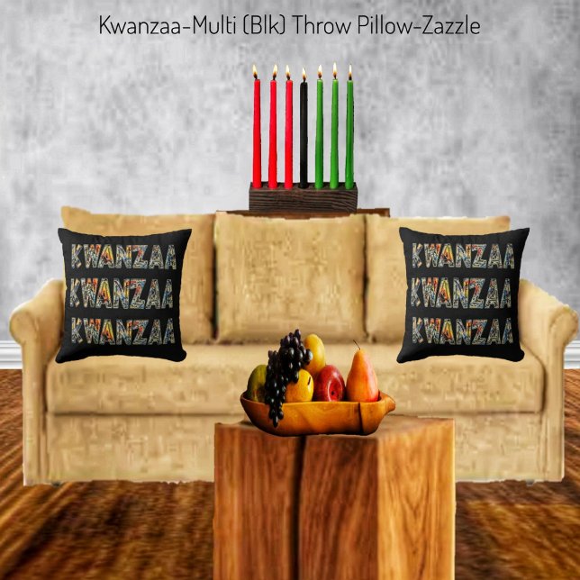 Kwanzaa- Multi (zwart) Kussen (Creator heeft geüpload)