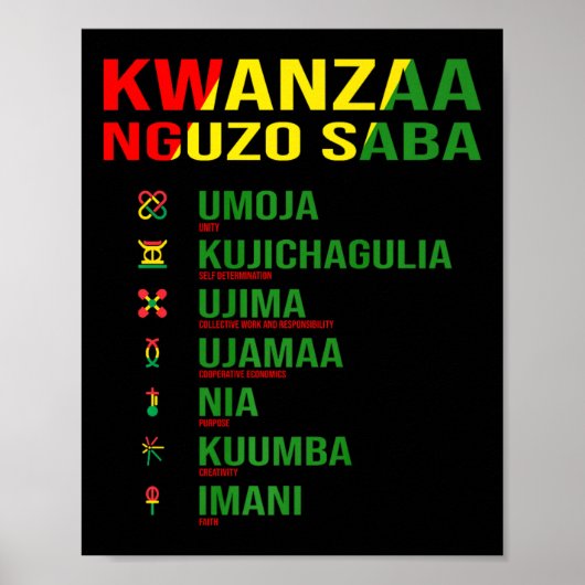 Kwanzaa - Nguzo Saba - De Zeven Principes Ontwerp Poster (Voorkant)