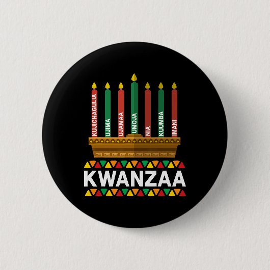 Kwanzaa Principles Kwanzaa Kaarsen Kinara Pan Afri Ronde Button 5,7 Cm (Voorkant)