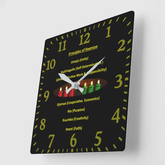 Kwanzaa Principles Square Wall Clock Vierkante Klok (Hoek)