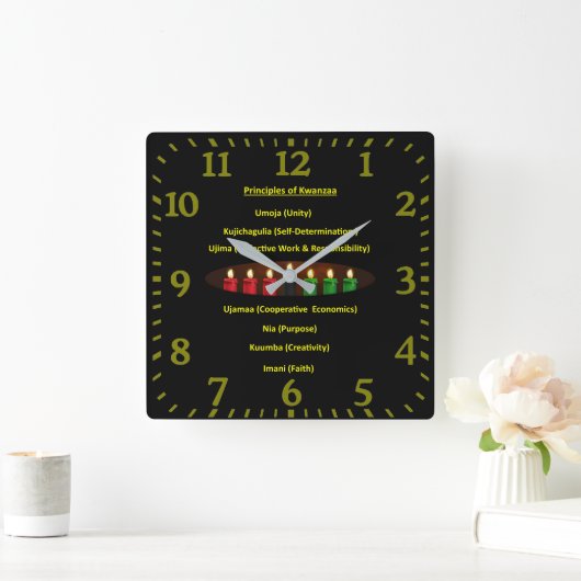 Kwanzaa Principles Square Wall Clock Vierkante Klok (Huis)
