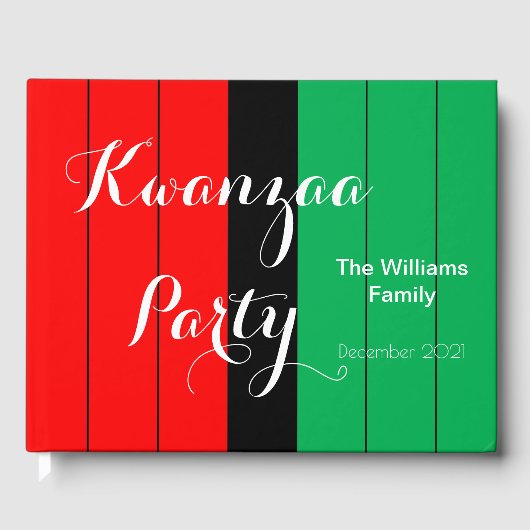 Kwanzaa Red Black Kinara Striped Pattern Gastenboek (Voorkant)