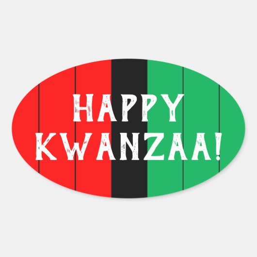 Kwanzaa Red Black Kinara Striped Pattern Ovale Sticker (Voorkant)