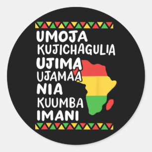 Kwanzaa Seven Principles Afrikaanse kaart Black Pr Ronde Sticker