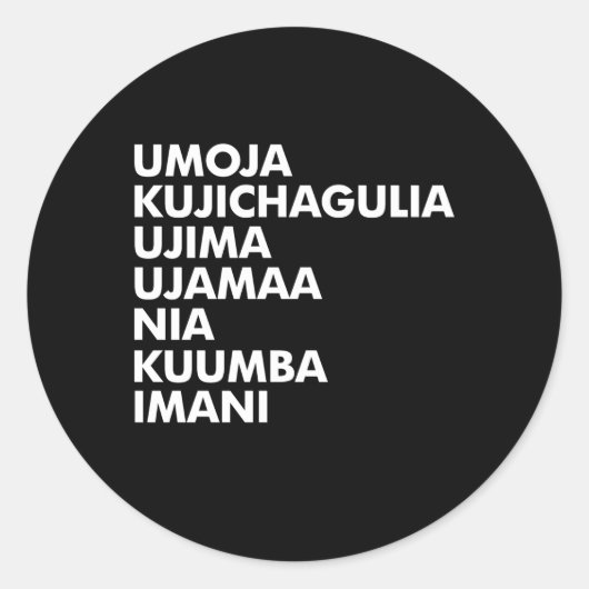 Kwanzaa Seven Principles Ronde Sticker (Voorkant)