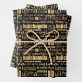 Kwanzaa Seven Principles (zwart/goud) Inpakpapier Vel (In situ)