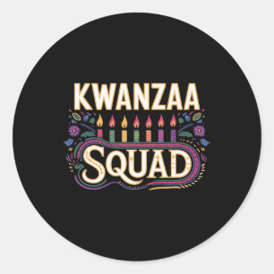 Kwanzaa Squad Familie Kerst Afro-Amerikaans T-shir Ronde Sticker