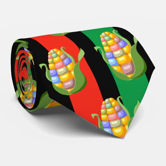 Kwanzaa Ties Rood Groen Zwart Maïspatronen Stropdas (Opgerold)
