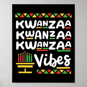 Kwanzaa Vibes Retro Zwart Erfgoed Kerst Mannen W Poster