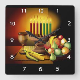 Kwanzaa Wall Clock Vierkante Klok