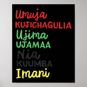 Kwanzaa Zeven Principes Afro-Amerikaanse Kerstmis Poster