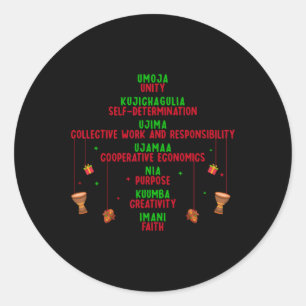 Kwanzaa Zeven Principes Boom Eenheid Geloof Graphi Ronde Sticker
