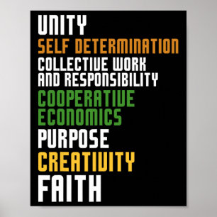 Kwanzaa Zeven principes Eenheid Zelfbeschikking Poster