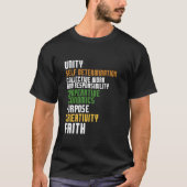 Kwanzaa Zeven principes Eenheid Zelfbeschikking T-shirt (Voorkant)