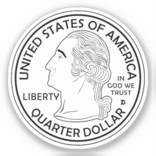 Kwart dollarmunt George Washington Sticker