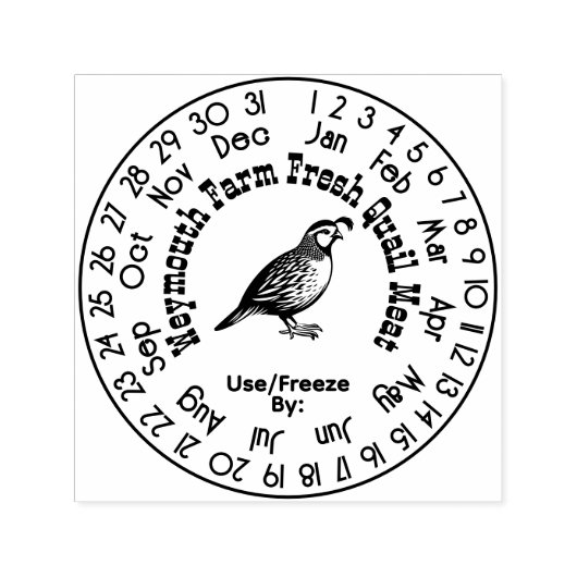 Kwartelhof Vlees Eieren Versheid Kalendar Datum #3 Zelfinktende Stempel (Design)