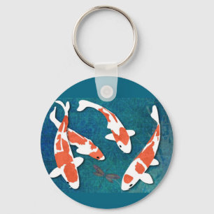 Kwartet van Sinaasappel & White Kohaku Koi Sleutelhanger