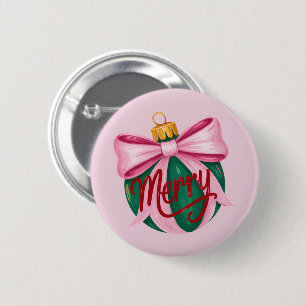 Kwaststreek Ornament Preppy Kerstmis Coquette Kers Ronde Button 5,7 Cm