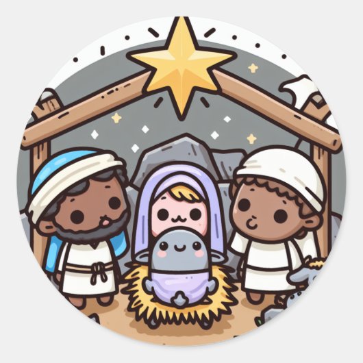 Kwazii Geboorte scene Ronde Sticker (Voorkant)