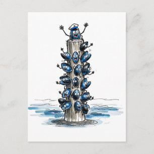 Kwebbelende Mossel Bende Samen Kletsen Mariene Ink Briefkaart