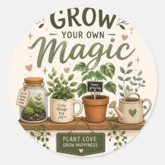 Kweek Je Eigen Magie | Mini Tuin Esthetische Plant Ronde Sticker