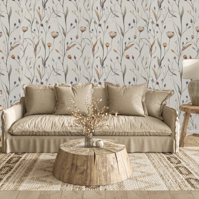 Kweekbare Wilde Bloemen Behang (This pretty wallpaper is perfect for an accent wall in your boho style home. )