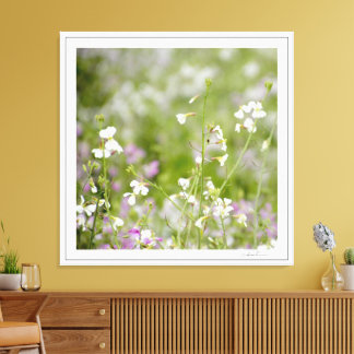 Kweekbare wilde bloemen, wit & lavendel door Sidha Canvas Afdruk