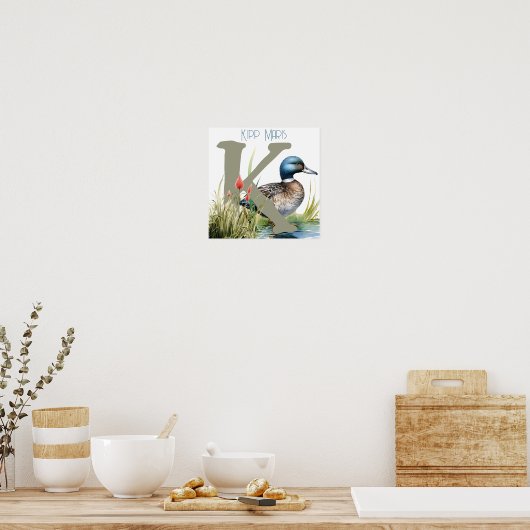Kwekerij Art Duck Letter K Poster (Keuken)