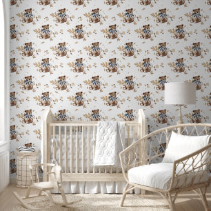 Kwekerij Baby Jongen Blauw Teddy Beer Behang