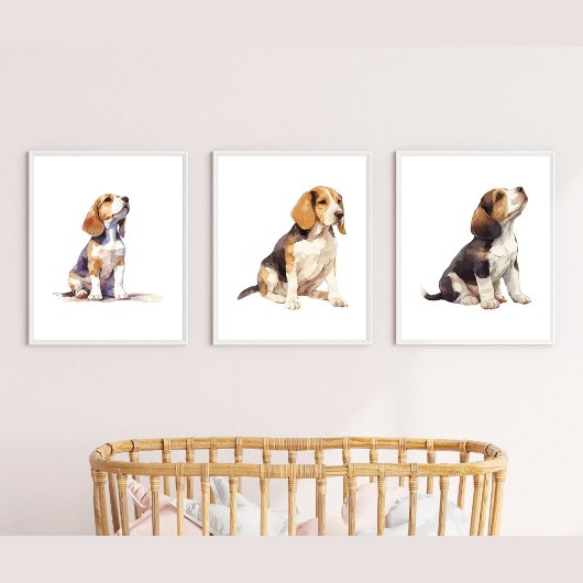 Kwekerij Beagle Wall Art, Beagle Puppy Art Muurkunst Sets