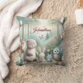 Kwekerij Decor, Bos Leuke Dieren - Aangepaste Naam Kussen (Deken)