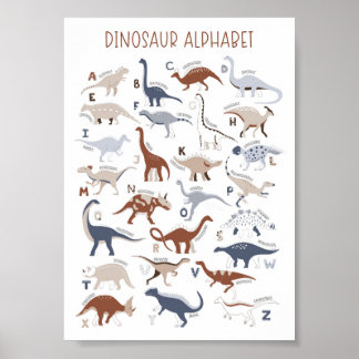 Kwekerij Geslacht Neutraal dinosaurus alfabet Poster