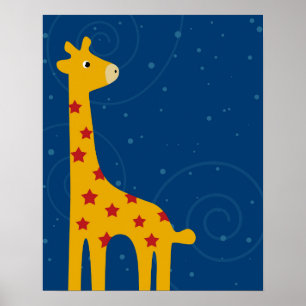 Kwekerij Giraffe illustratie schattig Savana kunst Poster