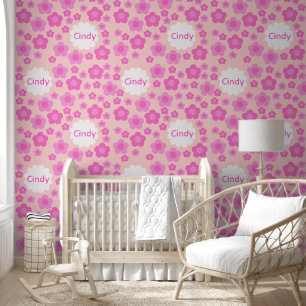 Kwekerij Girly Roze Bloemen Patroonnaam Behang