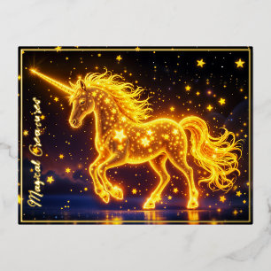 Kwekerij goud unicorn ontwerp glitter magische kun folie uitnodiging briefkaart